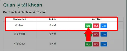 Tạo lệnh nạp tiền ở ví chính