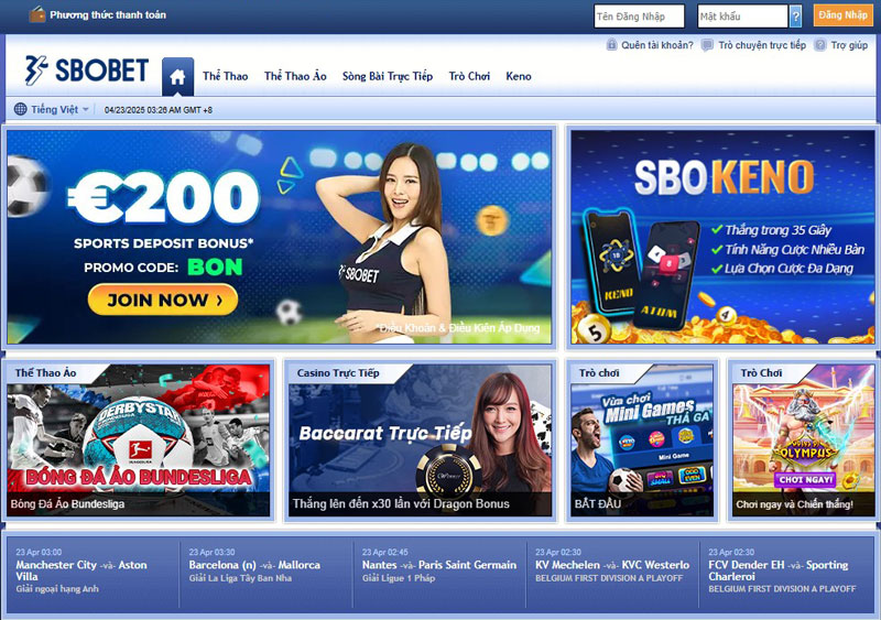 Giới thiệu trang cá cược SBOBET