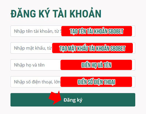 Tạo tài khoản SBOBET - SBOTOP